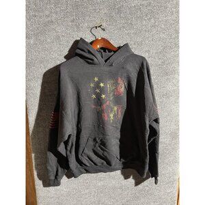 Grunt Style Hoodie Sweatshirt Mens XL Black Pullover Fleece Betsy Ross Flag USA